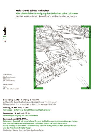Plakat zum Architektursalon «Die allmähliche Verfertigung der Gedanken beim Zeichnen»